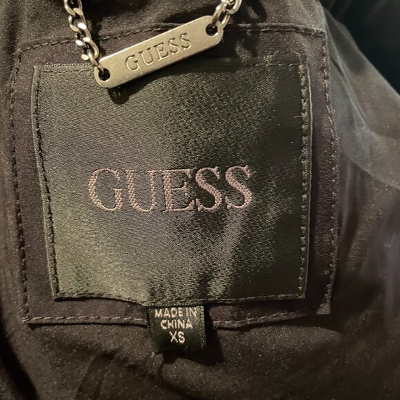NWT Guess Women's Long Puffer Jacket for Winter with Hood Black - Picture 7 of 9